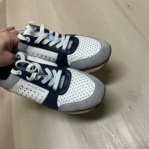 Michael Kors Perforated White and Navy Sneakers